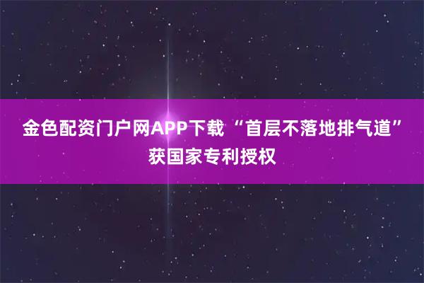 金色配资门户网APP下载 “首层不落地排气道”获国家专利授权
