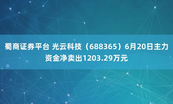 蜀商证券平台 光云科技（688365）6月20日主力资金净卖出1203.29万元